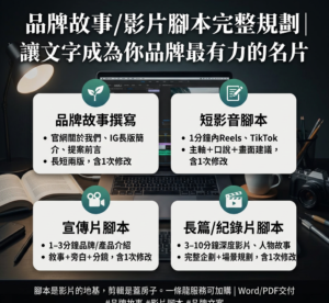【品牌文案】品牌故事 ／ 影片腳本完整規劃｜讓文字成為你品牌最有力的名片